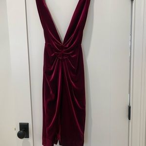 House of CB velvet burgundy backless dress size xs